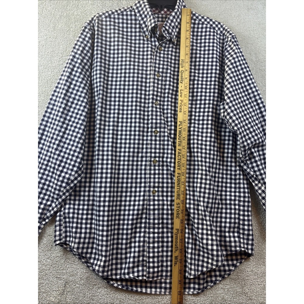 Brooks Brothers Button Down Shirt Mens Medium Navy Blue Gingham Check Cotton - Picture 5 of 7